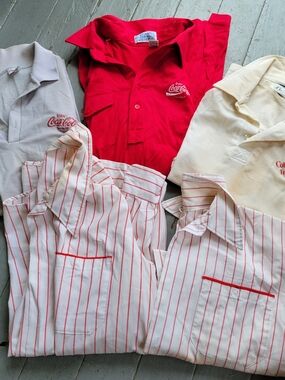 Vintage 80s Coca Cola Delivery Driver Uniform Shirt Lot Of 5 Polos Button Ups XL